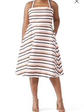 Hutch Striped full swing hourglass sleeveless, square neckline